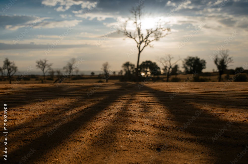 Obraz premium Desert landscape with tree shadows