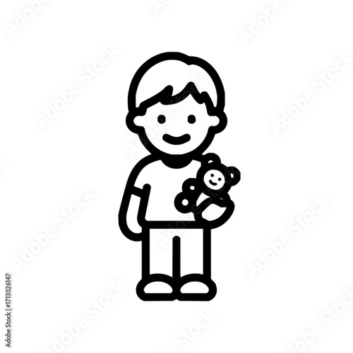 Boy kid child toddler holding teddy bear toy childhood play cute happy cheerful playful innocent childhood friend