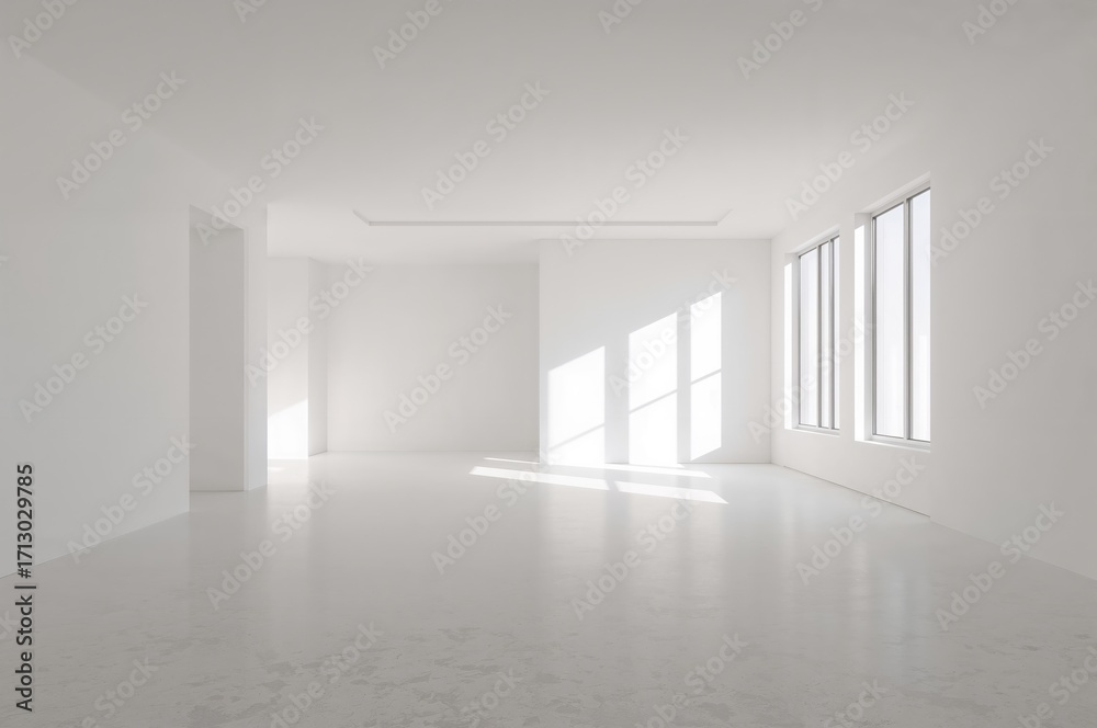 Fototapeta premium Inside a vacant home featuring white-painted walls