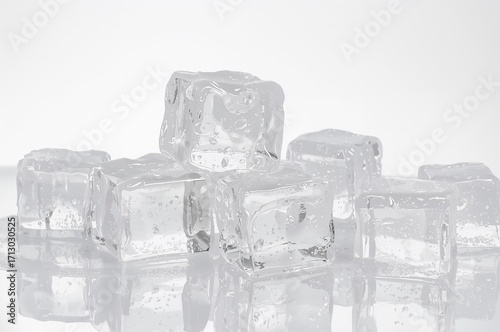White backdrop with ice cubes scattered