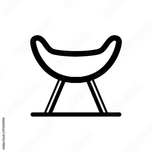Illustration of a modern chair furniture design seating interior home decor minimalist line art black and white art