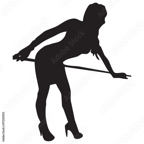 Bild auf Leinwand Chica con palo de billar