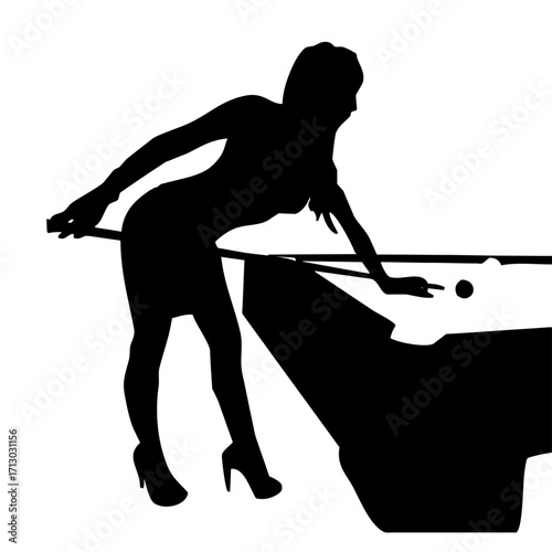 Mujer jugando al billar