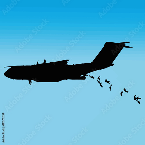 Lanzamiento de paracaidistas desde avión militar