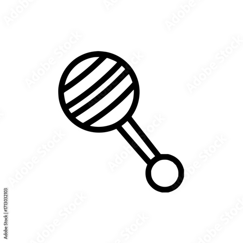Baby rattle toy icon vector illustration infant newborn child toddler plaything nursery object line art design 100