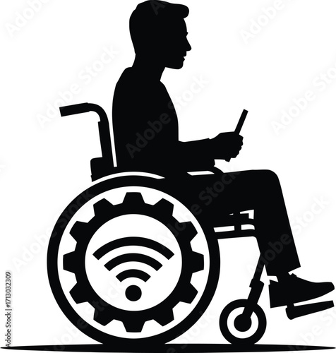  Person in Wheelchair with Wi-Fi Symbol