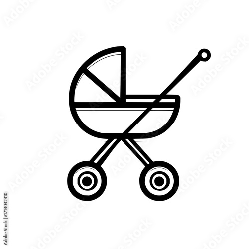 Baby stroller carriage pram vector illustration icon newborn child transport infant buggy pushchair babyhood 100