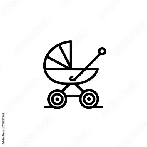 Baby stroller carriage pram buggy vector icon design for newborn infant child transport symbol graphic 100