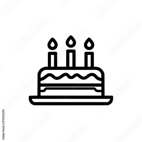 Birthday cake celebration party dessert sweet bakery candles frosting delicious treat holiday event icon vector