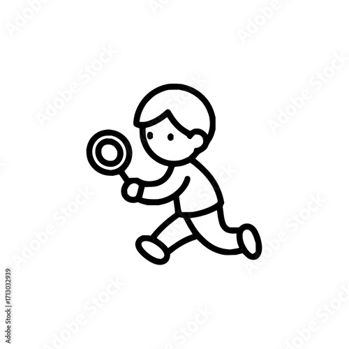Boy detective magnifying glass search explore investigation discovery find child cartoon illustration outline 100