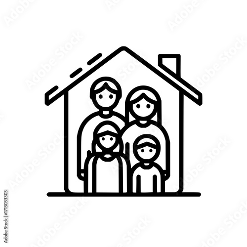 Family home house love members parents children happy together residential real estate property safety shelter icon