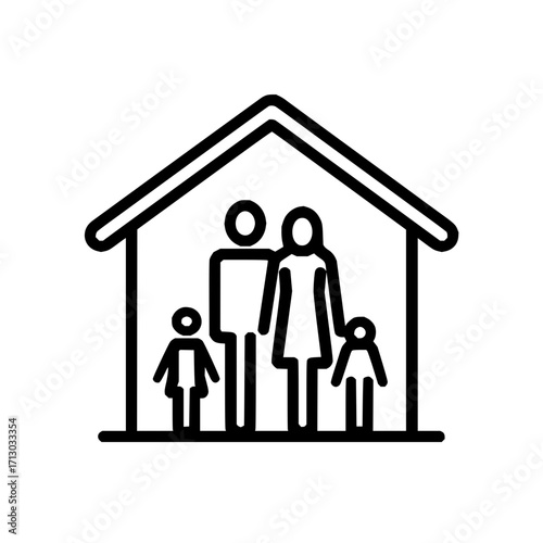 Family home house love parents children together happy safety care protection insurance real estate icon
