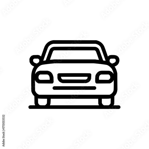 Car vehicle automobile transport automotive drive machine motor auto front view design icon vector 100 character