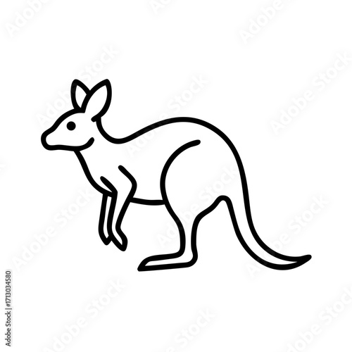 Kangaroo outline vector illustration: australian wildlife, marsupial icon, animal drawing, zoo art