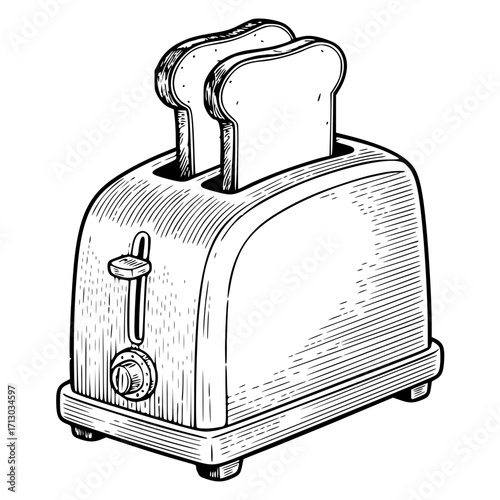 Vintage toaster with slices of bread in a classic style