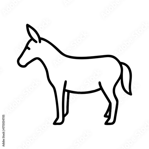Outline drawing of a donkey illustration, farm animal clipart, equine art, mule silhouette vector image