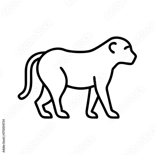 Illustration of a monkey outline drawing vector graphic animal primate mammal zoo wildlife safari 90