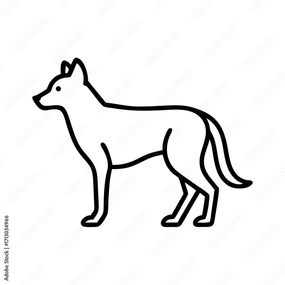 Fototapeta premium Outline drawing of a dog standing side view vector illustration pet animal canine mammal domestic breed 90