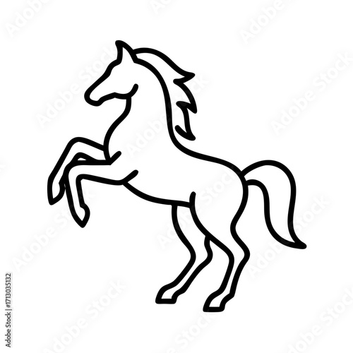 Horse outline drawing vector illustration equestrian animal design black and white clip art image