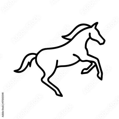 Outline drawing of a horse rearing up vector illustration equestrian animal design graphic art image