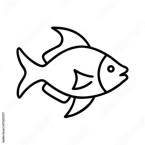 Outline drawing of a fish for coloring books and educational resources vector illustration art, 90