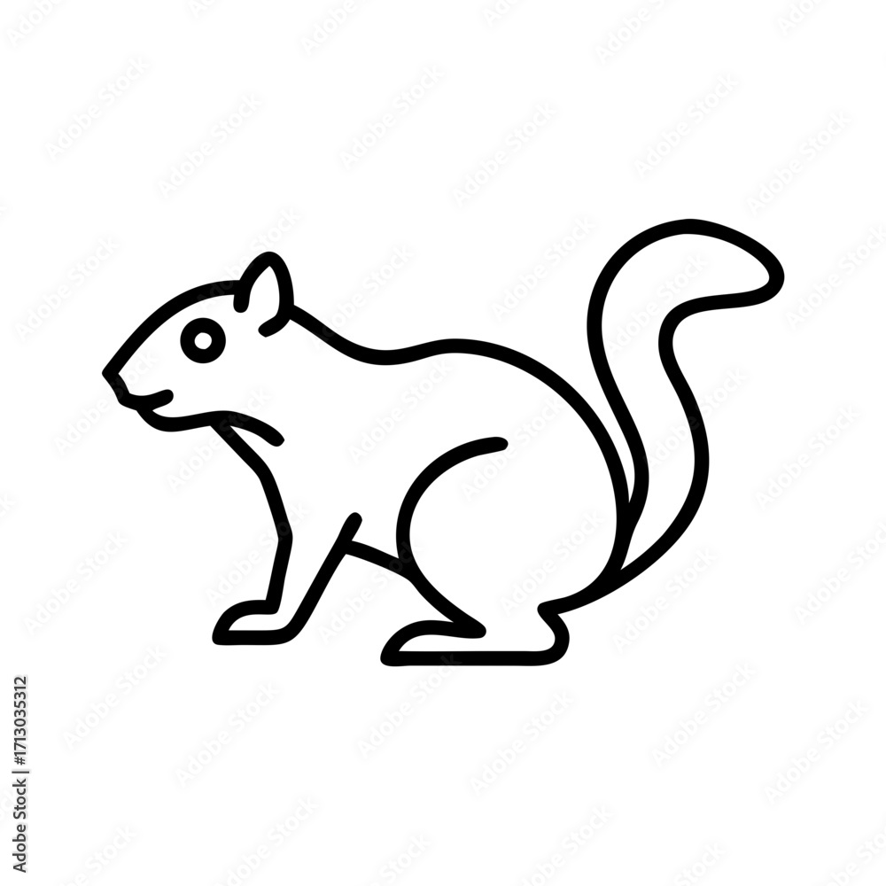 Fototapeta premium Isolated squirrel vector drawing: outline illustration of a cute rodent animal design icon art