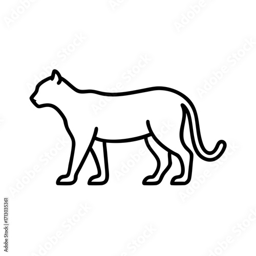 Outline drawing of a cougar vector illustration for wildlife animal silhouette design and art projects