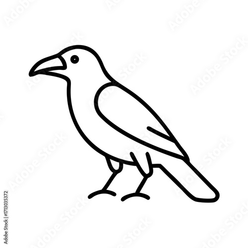 Find black bird outline illustration vector image of raven crow rook jackdaw line art drawing design icon graphic