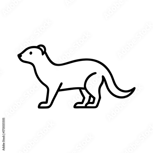 Ferret line art vector illustration, weasel outline drawing, ermine clip art, mammal icon design element