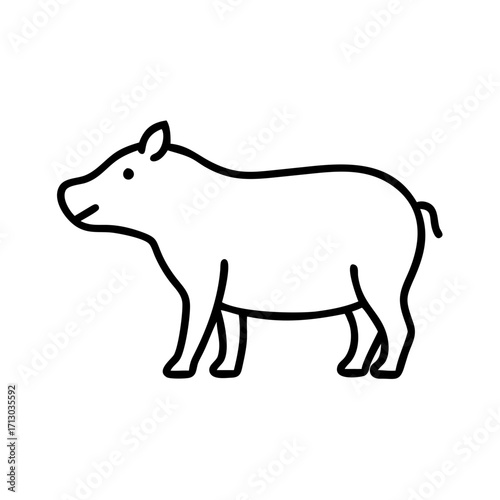 Isolated line art drawing of a capybara rodent south american mammal pet animal outline vector image