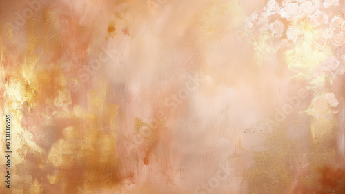Rose gold background with texture. Oil painted light studio backdrop.