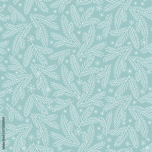 Wallpaper Mural Seamless blue background with christmas tree. Vector christmas pattern Torontodigital.ca