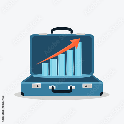 Visual representation of business growth and financial success inside a briefcase