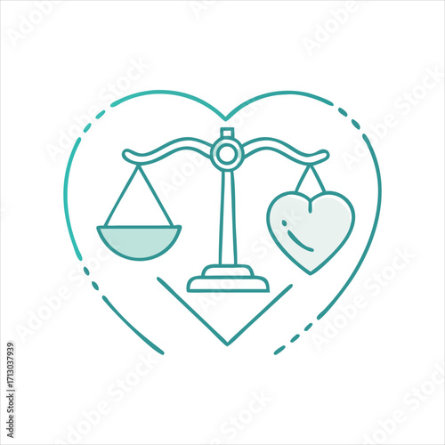 Balance between heart and mind icon vector
