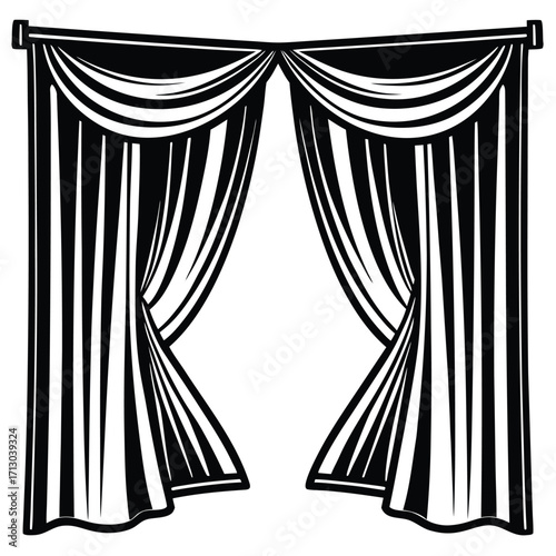 curtains vector on white background