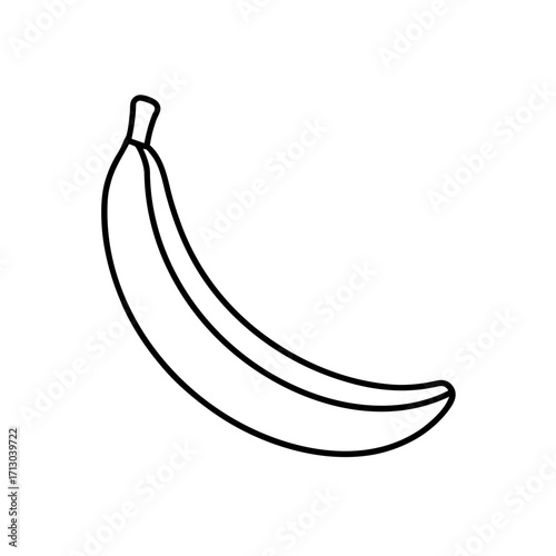 Simple banana outline drawing on transparent background