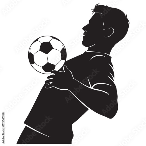 Male Athlete Silhouette with Football