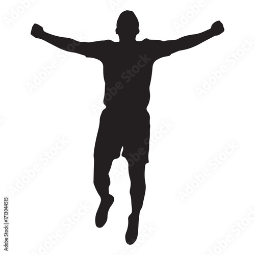 Energetic Athlete Jumping in Celebration Silhouette