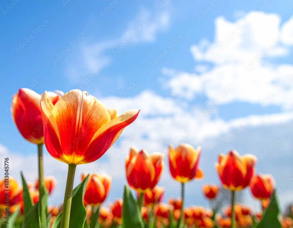Fototapeta premium red tulips in the garden