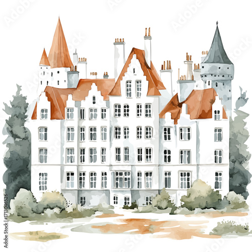 watercolor vector of Scottish Street Improv, isolated on a white background.