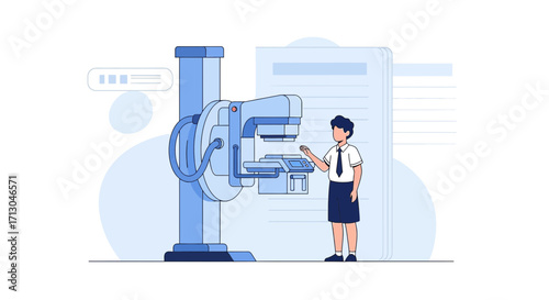 Illustration showcasing breast cancer screening with mammography for women's health awareness