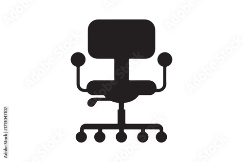 Black silhouette of an office chair with wheels