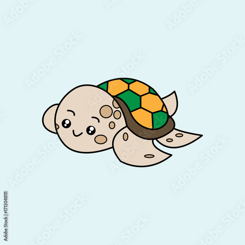 Cute Turtle Cartoon. vector illustration
