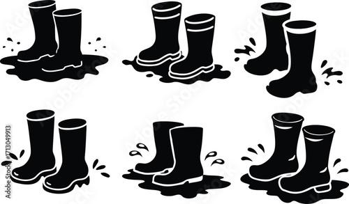 Rain Boots Silhouette Vector