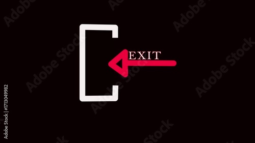 Wallpaper Mural animation arrow to the left on black background exit concept .video animation arrow with the word exit, pointing to the left On a transparent.. Torontodigital.ca