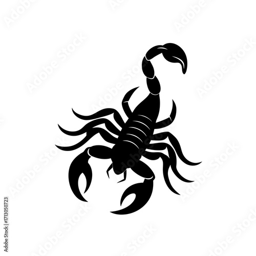 Silhouette of a black scorpion on transparent background