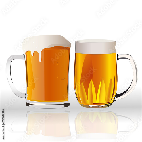 Beer advertising background with colored glasses and reflections