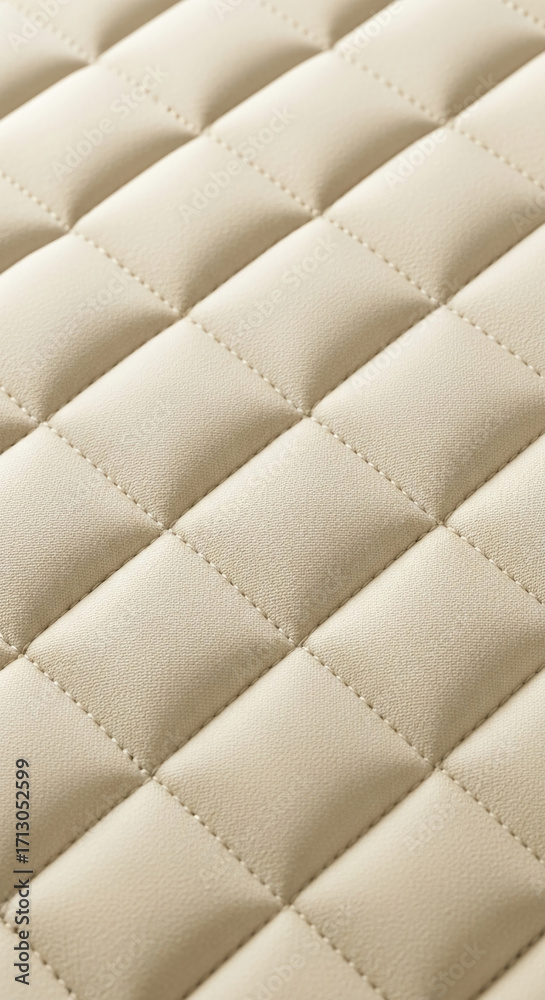 Obraz premium Beige quilted leather texture close-up, showing soft, smooth surface and diamond stitching, ideal for background or luxury design