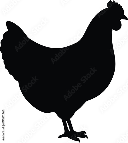 Silhouette of a Chicken A Simple and Elegant Animal Illustration