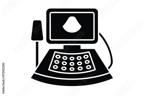 ultrasound machine silhouette vector icon